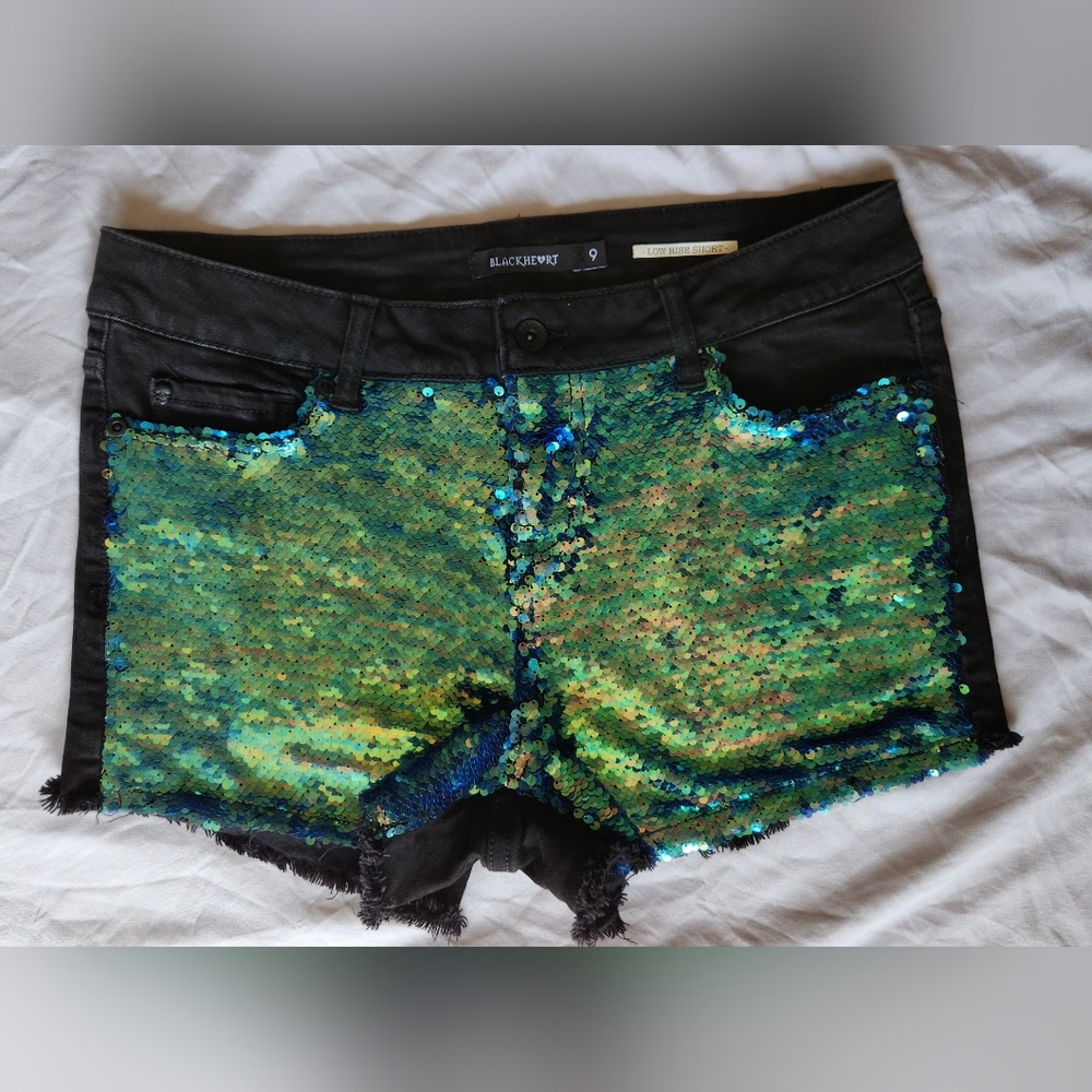Women's Blackheart Hot Topic Sequin Low Rise Shorts Size 9